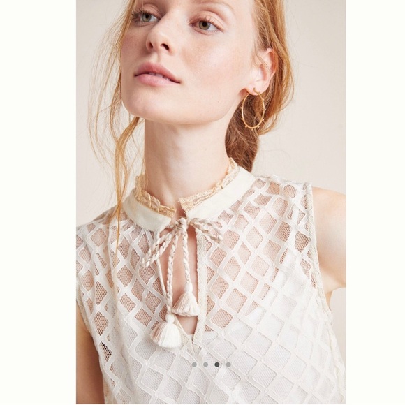 Anthropologie Ramona Lace Top Bl^nk London Cream Size XS - Picture 2 of 10